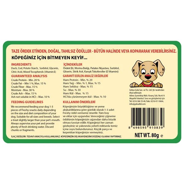 Freshy Sandwich Strips Ördekli Ve Morina Balıklı 80 Gr Köpek Ödül Maması - Görsel 2