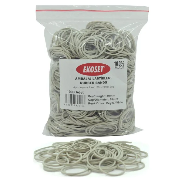 Ekoset Beyaz Paket Ambalaj Toka Para Lastiği 1000 Adet 40mm - Görsel 8