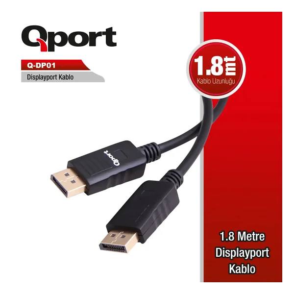 Qport Q-Dp01 1.8 M Displayport Kablo - Görsel 4