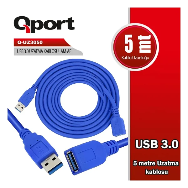 Qport Q-Uz3050 5 M USB 3.0 Uzatma Kablosu - Görsel 3