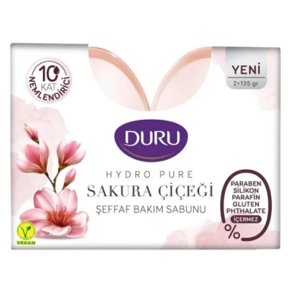 Duru Hydro Pure Sakura Çiçeği 2x135 Gr Şeffaf Sabun - Görsel 4