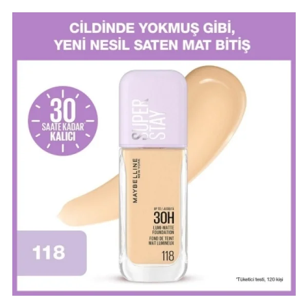 Maybelline New York Super Stay Lumi Matte 118 30 Ml Likit Fondöten - Görsel 2
