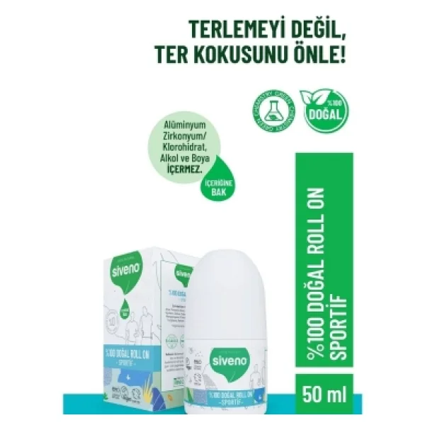 Siveno %100 Doğal Sportif 50 ml Roll-On Deodorant - Görsel 3