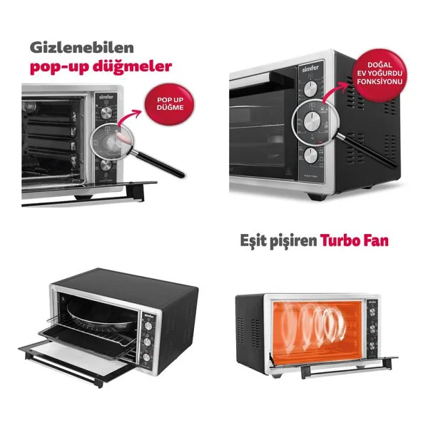 Simfer 4507 Turbo 45 Lt Inox Midi Fırın - Görsel 4