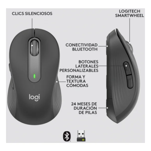 Logitech M650 Signature 910-006253 Siyah Sessiz Küçük Boy Sağ El Kablosuz Mouse - Görsel 2
