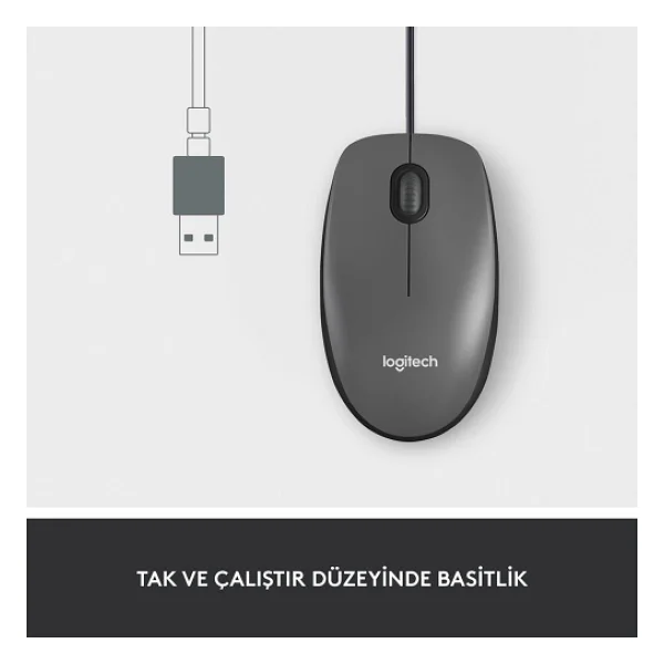 Logitech M100 910-006652 Siyah Optik Kablolu Mouse - Görsel 6