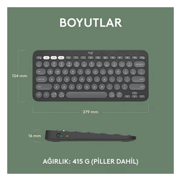 Logitech Pebble Keys 2 K380s 920-011859 Siyah Tkl Q Kablosuz Klavye - Görsel 4