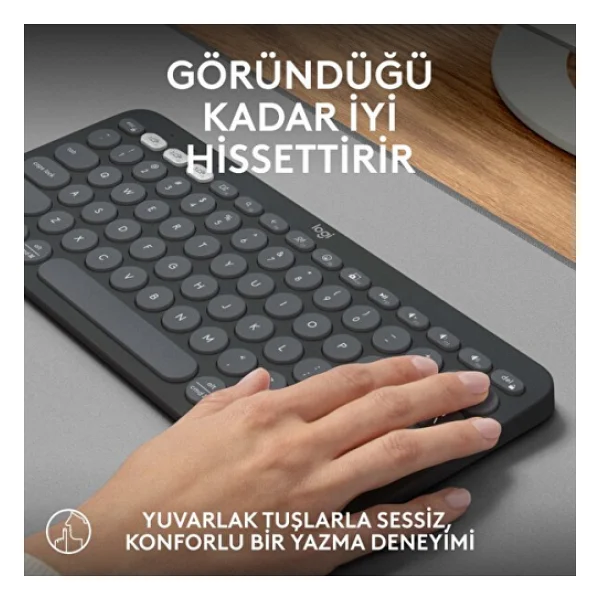 Logitech Pebble Keys 2 K380s 920-011859 Siyah Tkl Q Kablosuz Klavye - Görsel 5
