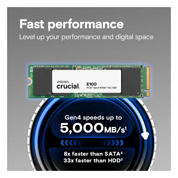 Crucial E100 Ct480e100ssd8 Pcı-Express 4.0 480 GB M.2 SSD - Görsel 4