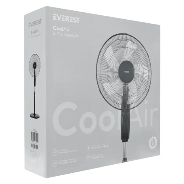 Everest Fan11 Coolair Siyah Ayaklı Vantilatör - Görsel 7