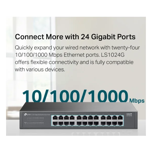 Tp-Link Ls1024g 24 Port 10/100/1000 Mbps Gigabit Switch - Görsel 5