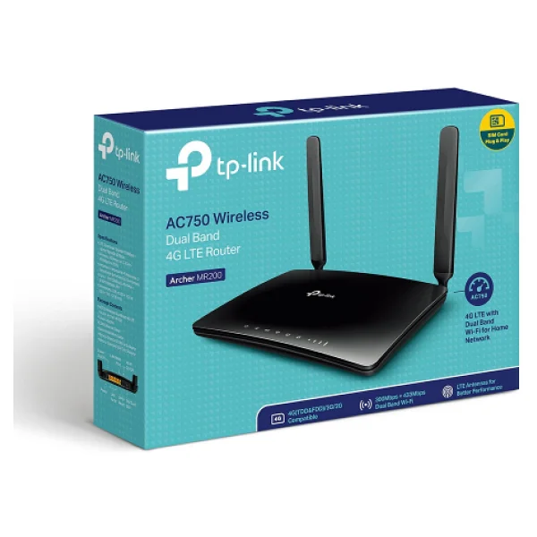 TP-Link Archer MR200 AC750 750MBPS 4PORT 2.4/5GHz 3G/4G LTE Indoor SIM Kart Girişli Router - Görsel 4