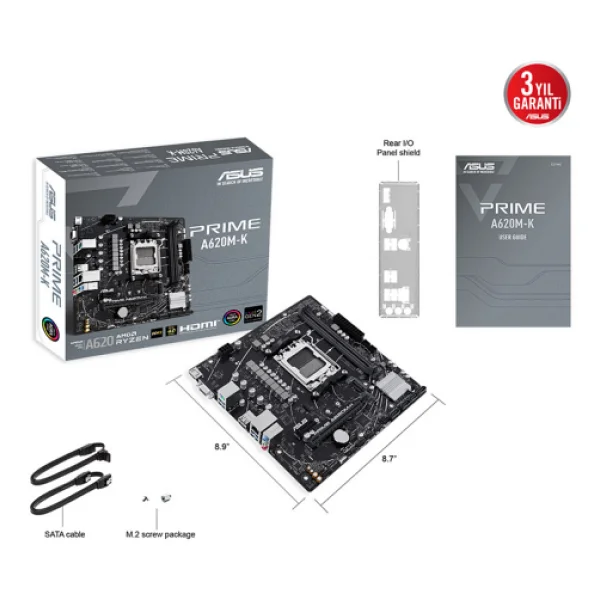 Asus Prime A620m-K AMD Am5 DDR5 Micro Atx Anakart - Görsel 5