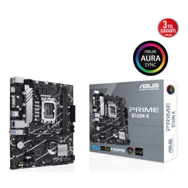 Asus Prime B760m-K Intel Lga1700 DDR5 Micro Atx Anakart - Görsel 2