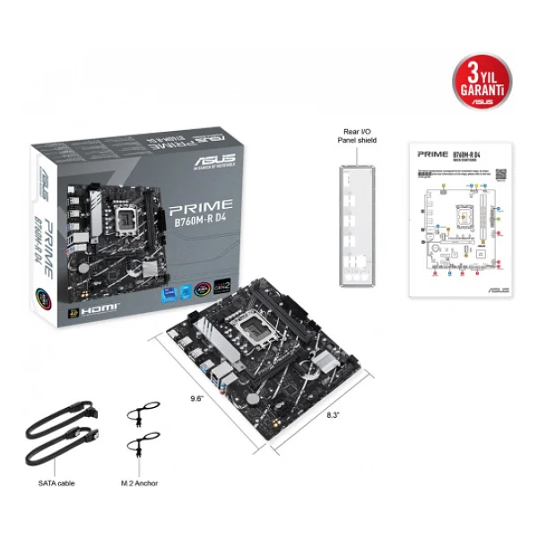 Asus Prime B760M-R D4 2xDDR4 HDMI 2xM.2 2.5Gbit Lan 1700P Anakart - Görsel 7