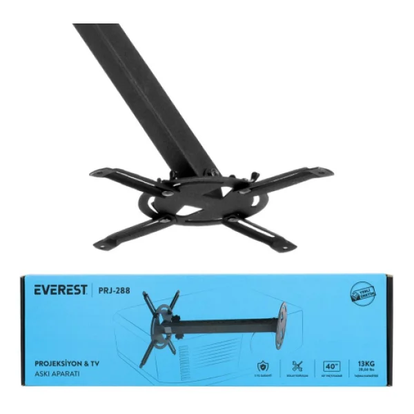 Everest Prj-288, Teleskopik Ayak (37-52cm), 13kg Taşıma, Projeksiyon Ve Monitör, Askı Aparatı - Görsel 4