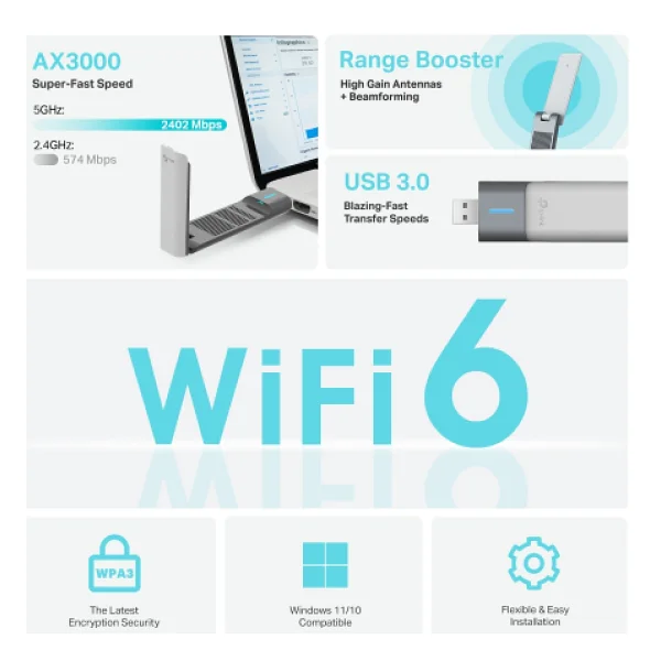 Tp-Link Archer Tx50uh 3000 Mbps Kablosuz Ağ Adaptörü - Görsel 4