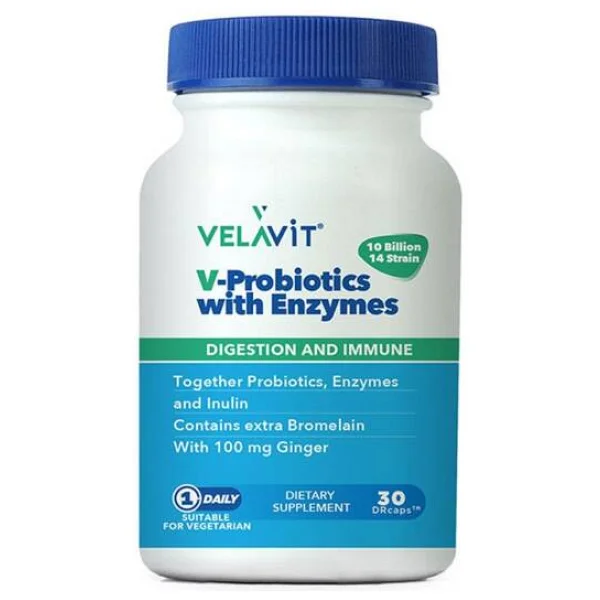 Velavit V-Probiotics With Enzymes 30 Kapsül - Görsel 2