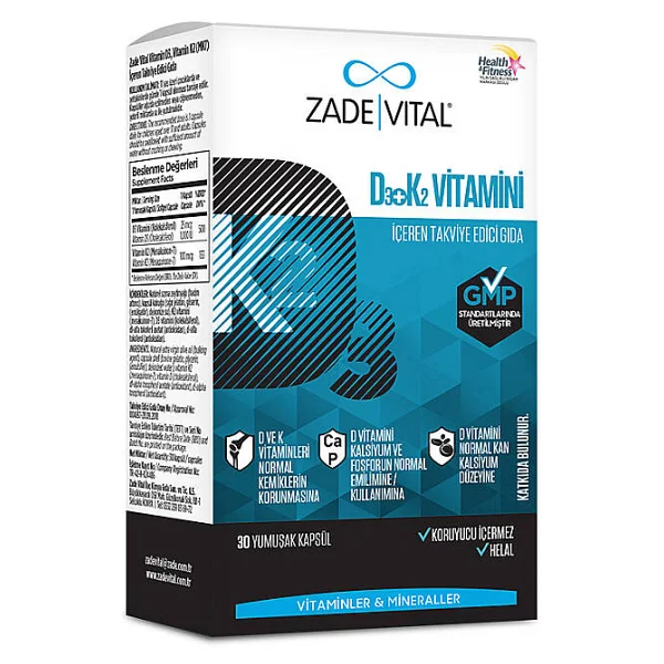 Zade Vital D3+K2 Vitamini 30 Kapsül - Görsel 3