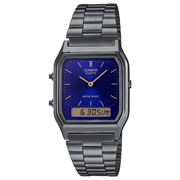 Casio Standart Aq-230gg-2adf Çelik Kordon Siyah-Mavi Kol Saati - Görsel 2
