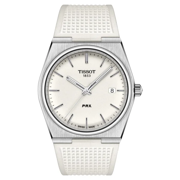 Tissot PRX 40mm T137.410.17.011.00 Beyaz Kauçuk Kordon Erkek Kol Saati - Görsel 2
