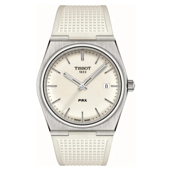 Tissot PRX 40mm T137.410.17.011.00 Beyaz Kauçuk Kordon Erkek Kol Saati - Görsel 4