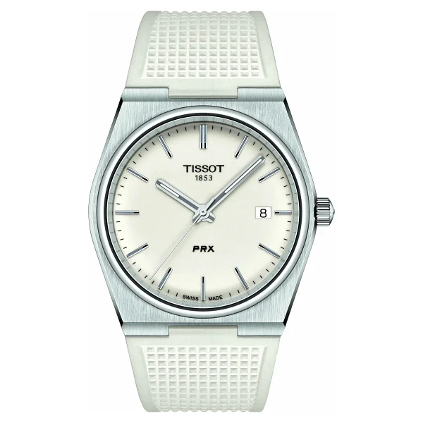 Tissot PRX 40mm T137.410.17.011.00 Beyaz Kauçuk Kordon Erkek Kol Saati - Görsel 3