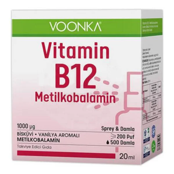 Voonka Vitamin B12 Metilkobalamin Oral 20 Ml Sprey Damla - Görsel 7