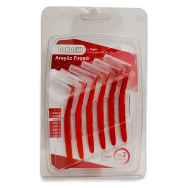Pakdent Kırmızı L Tipi 0.5 Mm 6'lı Arayüz Fırçası - Görsel 2
