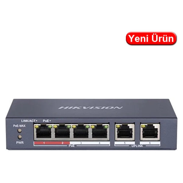 Hikvision Ds-3e0106p-E/M 4 Port 10/100 Mbps Poe Switch - Görsel 5