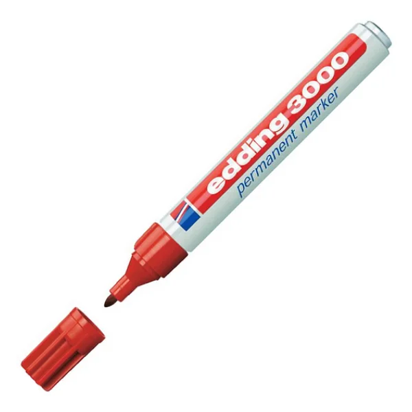 Edding 3000 Kırmızı Permanent Marker Kalem - Görsel 3