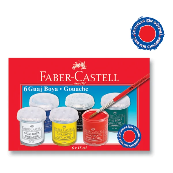 Faber-Castell 15 Ml 6 Renk Guaj Boya - Görsel 4