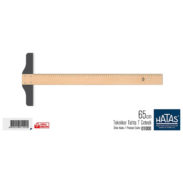 Hatas 01000 65 Cm Tahta T Cetveli - Görsel 2