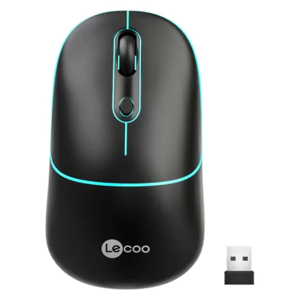 Lenovo Lecoo Ws210 Siyah RGB Şarjlı Sessiz Ergonomik Optik Kablosuz Mouse - Görsel 2