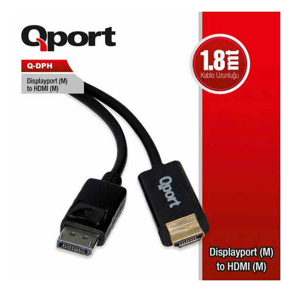 Qport Q-DPH Display Port To HDMI Çevirici - Görsel 2