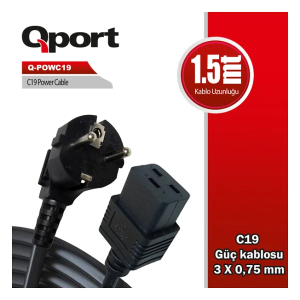 Qport Q-Powc19 1.5 M Güç Kablosu - Görsel 2