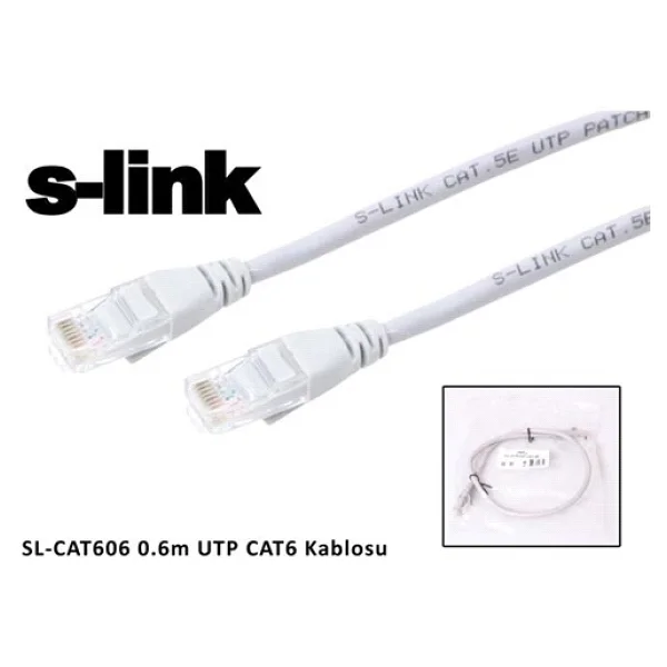 S-Link Sl-Cat606 Utp 0.6 M Gri Cat6 Patch Kablo - Görsel 2