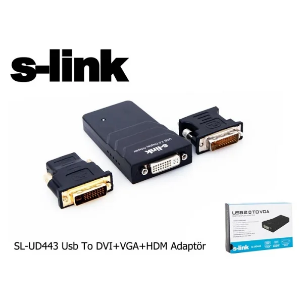 S-Link Sl-Ud443 USB To Dvı+Vga Dönüştürücü - Görsel 3