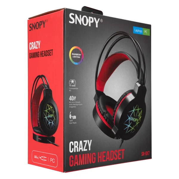 Snopy Crazy Sn-Gx7 USB Kablolu Kulak Üstü Oyuncu Kulaklığı - Görsel 5
