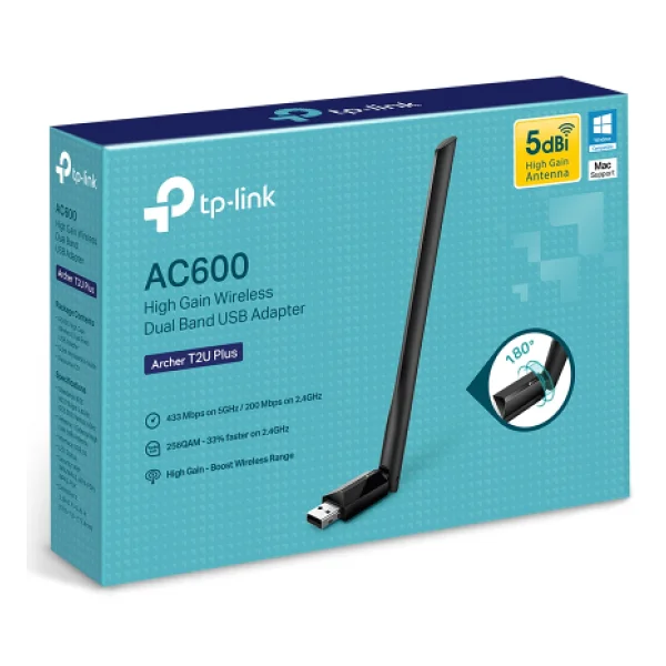 Tp-Link Archer T2u Plus 600 Mbps Kablosuz Ağ Adaptörü - Görsel 2