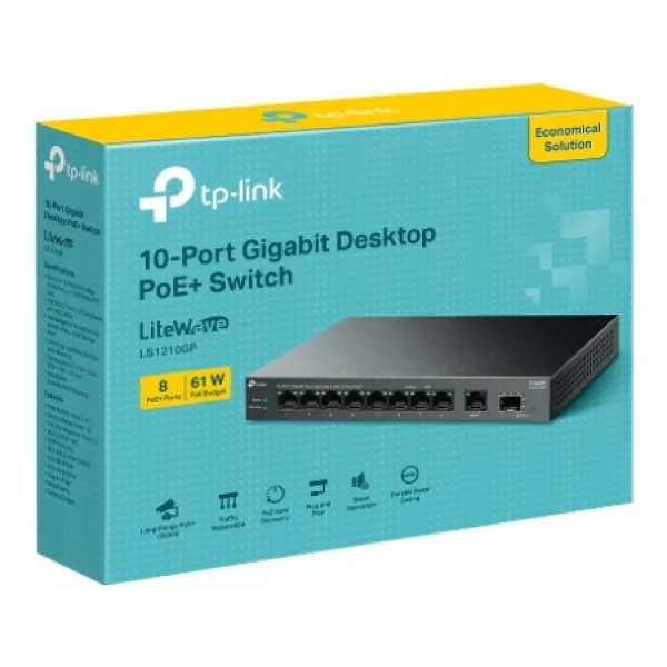 Tp-Link Ls1210gp 9 Port 10/100/1000 Mbps Gigabit Poe Switch - Görsel 2