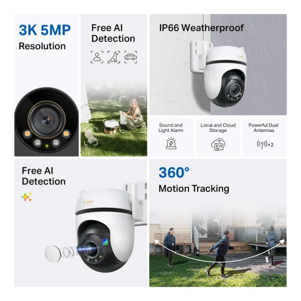 Tp-Link Tapo C530ws Speed Dome 5 Mp 360 Derece Gece Görüşlü Ip Wi-Fi Güvenlik Kamerası - Görsel 5