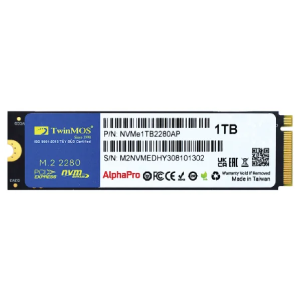 Twinmos 1TB 3600/3250Mb/s M2 PCIe GEN3 Nvme SSD NVMe1TB2280AP 3D-Nand - Görsel 2