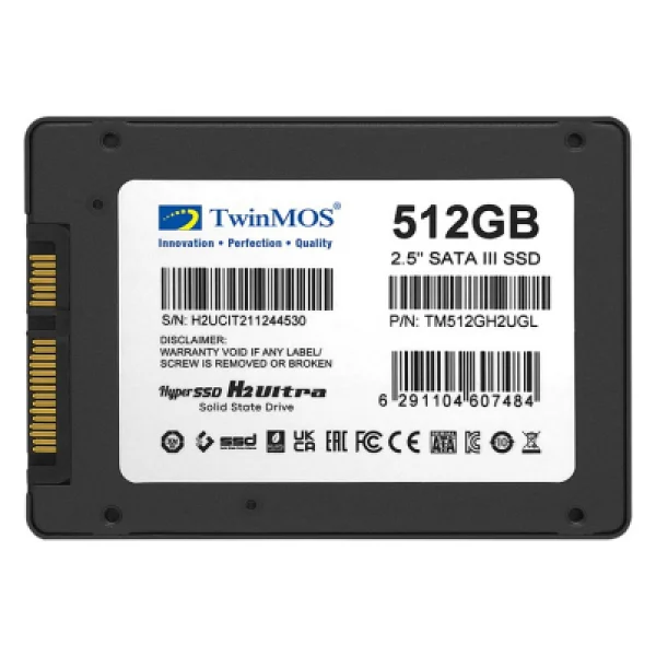 Twinmos 512GB 580/550Mb/s 2.5'' SATA3 SSD TM512GH2UGL 3D-Nand - Görsel 4