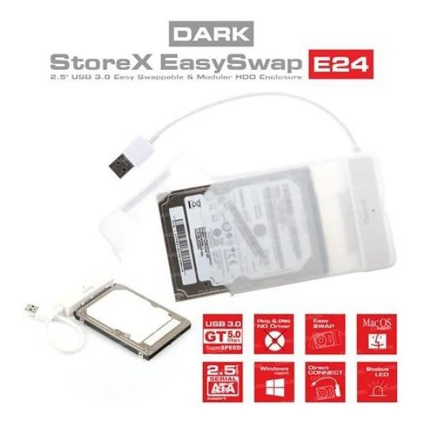 Dark Storex E24 Dk-Ac-Dse24u3 USB 3.0 2.5" Harddisk Kutusu - Görsel 3