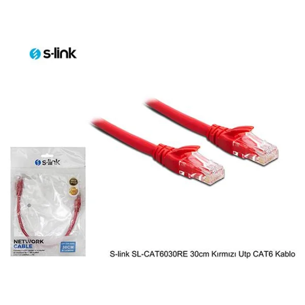 S-Link Sl-Cat6030re Utp 30 Cm Kırmızı Cat6 Patch Kablo - Görsel 4