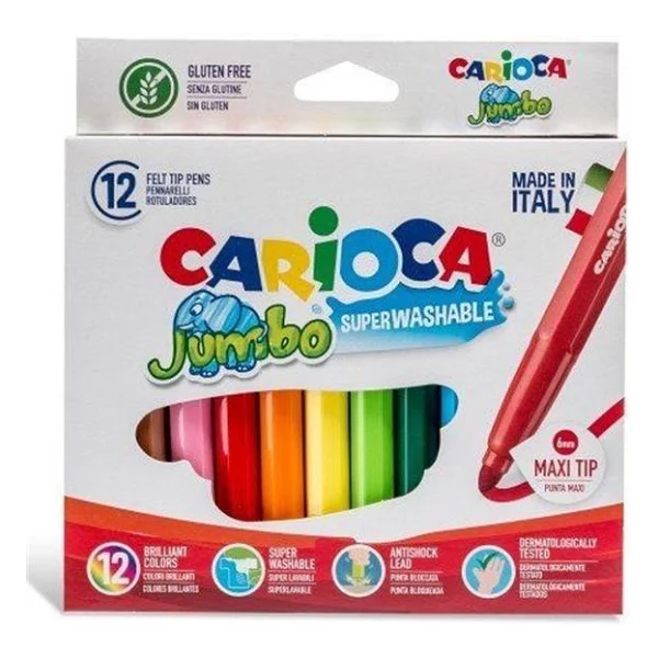 Carioca Süper Yıkanabilir 12'li Jumbo Keçeli Kalem Seti - Görsel 7