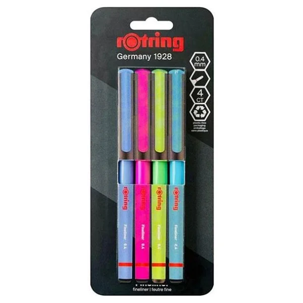 Rotring Fineliner Canlı Renkler 4'lü İnce Uçlu Keçeli Kalem Seti - Görsel 5