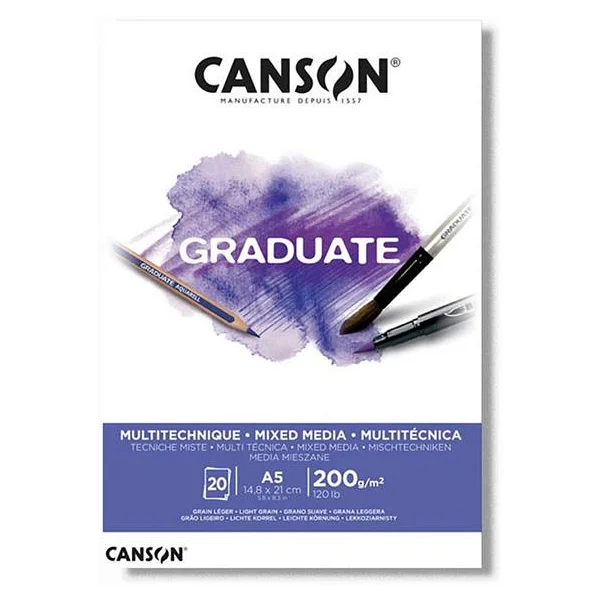 Canson Çizim Bloğu Graduate Mıx Medıa Beyaz 20 Syf A5 200 Gr / Canson - Görsel 3