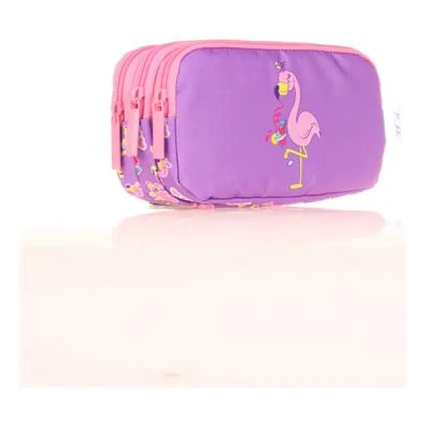 Kaukko L8137 Aynalı Taşlı Flamingo 3 Bölmeli Kalemlik - Görsel 3